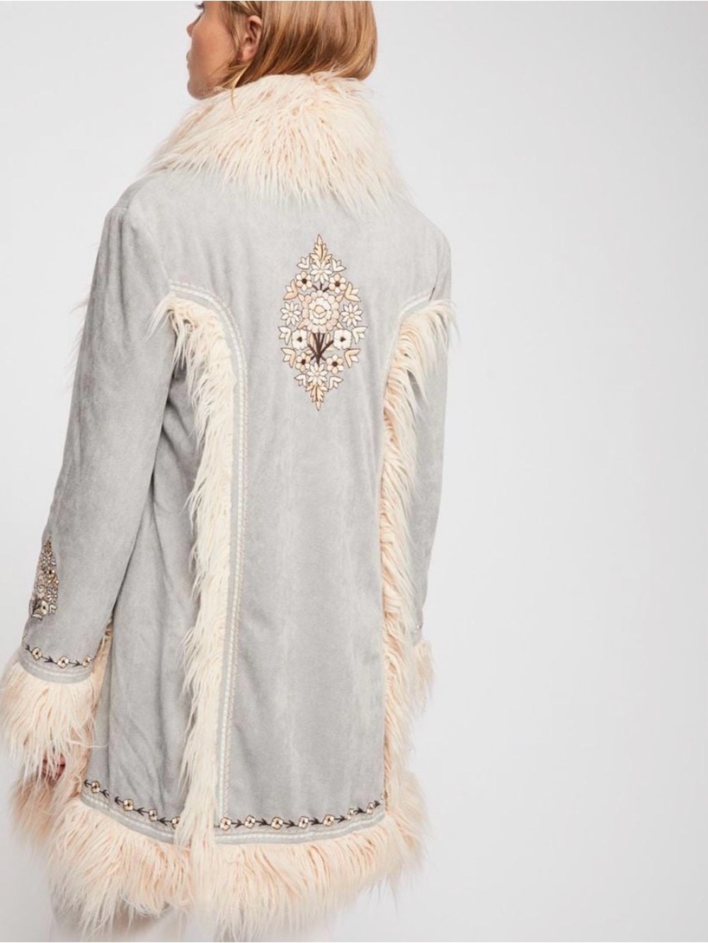 Spell Joplin Jacket Blue Suede Faux Fur - Picture 3 of 13